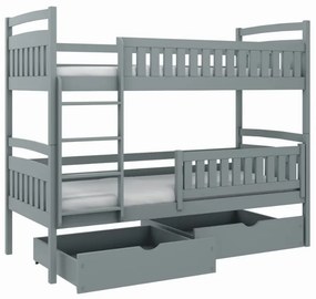 Detská poschodová posteľ z masívu so šuplíkmi IGOREK - 200x90 cm - BIELA