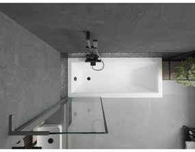 Mexen Next L, 1-krídlová vaňová zástena 60 x 150 cm, 6mm číre sklo-čierny vzor, grafitový profil, 895-060-000-03-70-95