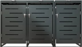 Kovový prístrešok pre 3 popolnice, antracit, 197×116×80 cm