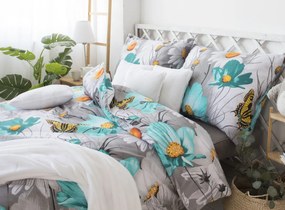 XPOSE® Bavlnené obliečky KARLA na dve postele - zelené/sivé