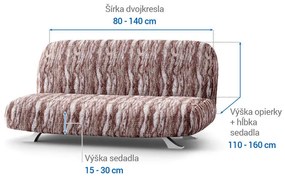 Bielastické poťahy OCEANO NOVÉ hnedo-vínové dvojkreslo s drevenými rúčkami (š. 80 -140 cm)