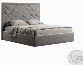 Dvoulůžková postel Viva 180x200 se zvedacím roštem velur šedá