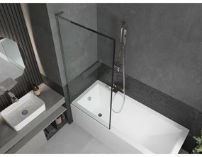 Mexen Next L, 1-krídlová vaňová zástena 80 x 150 cm, 6mm číre sklo-čierny vzor, chrómový profil, 895-080-000-03-70-01