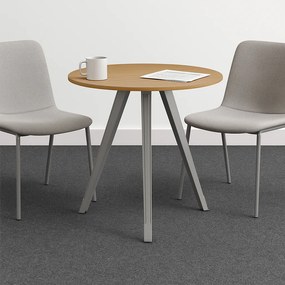 Konferenčný stôl PRIMO ZEN, priemer 80 cm, sivostrieborná podnož, sivá