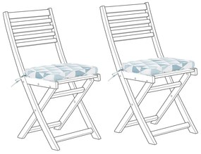 Set 2 vankúšov na záhradné stoličky s modrými trojuholníkmi 29 x 38 x 5 cm FIJI Beliani