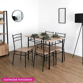 Jedálenský set Metabolicas (dub sonoma + čierna) (pre 4 osoby). Vlastná spoľahlivá doprava až k Vám domov. 1116415