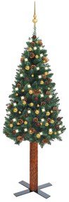 Úzky vianočný stromček s LED a sadou gulí zelený 180 cm 3077813