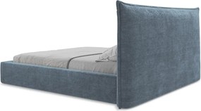 Modrá čalúnená dvojlôžková posteľ s úložným priestorom s roštom 180x200 cm Esala – Makamii