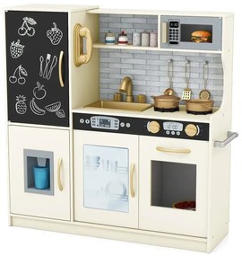Hracia kuchynka na hranie Kuchynská hracia súprava pre batoľatá s tabuľou 82 x 24 x 80 cm Krémová biela