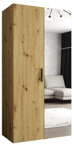Šatníková skriňa 100 cm Borry 2 (dub artisan + čierna). Akcia -19%. Vlastná spoľahlivá doprava až k Vám domov. 1125800