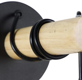 Rustikálna nástenná lampa čierna s drevom - Dami Frame