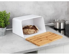 WENKO 54099100 - Chlebovnica KUBO 35 x 26,5 cm biela/hnedá