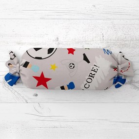 Biante Detský vankúš valec bonbon Sandra SA-646 Futbal to je hra - na sivom 15x40 cm