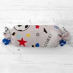 Biante Detský vankúš valec bonbon Sandra SA-646 Futbal to je hra - na sivom 15x80 cm