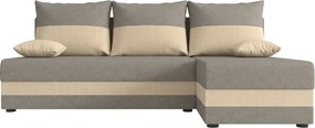 Rozkladacia obojstranná sedacia súprava do L VALERIO SLIM 200x140 cm, svetlosivá/béžová + 2 vankúšiky ZDARMA