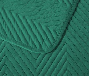 Zelený zamatový prehoz na posteľ so vzorom ARROW VELVET Rozmer: 200 x 220 cm