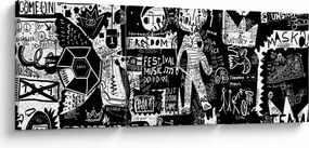 Obraz - Graffiti (s hodinami) (90x30 cm)