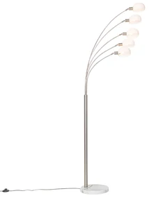 Dizajnová stojaca lampa oceľ s opálovým sklom 5-svetlo - Sixties Marmo