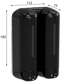 MARPLAST MARPLAST, SHOWER MEDIUM dvojitý dávkovač tekutého mydla 2x250ml, čierna, A94803