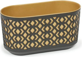 Plastový oválny hrantík Etnic 40x20 cm čierny/zlatý