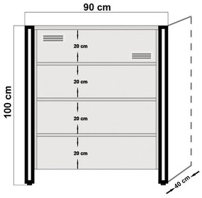 Dizajnová komoda Ilaria 90 cm borovica