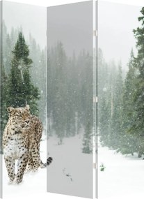 Paraván - Leopard v snehu (126x170 cm)