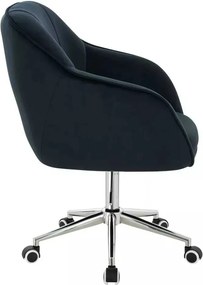 LuxuryForm DESIGN Stolička AVOLA VELUR na striebornej podstave s kolieskami - čierna