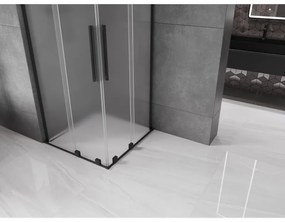 Mexen Velar L Duo, sprchový kút s posuvnými dverami 80 x 80 cm, 8mm sklo námraza, čierna matná, 871-080-080-02-33-70