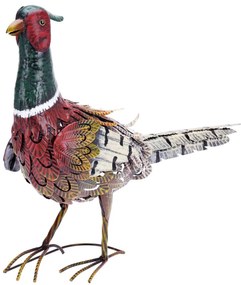 Záhradná kovová figúrka Pheasant, 40x58 cm, viacfarebná
