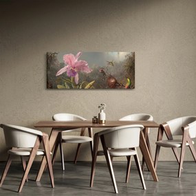Obraz - Martin Johnson Heade, Cattleya Orchid and Three Hummingbirds, reprodukcia (120x50 cm)