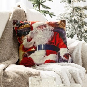 VIANOČNÁ DEKORAČNÁ OBLIEČKA NA VANKÚŠ SANTA3 45X45 CM VZOROVANÁ
