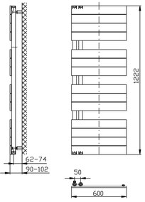 Aqualine Aqualine, MILI vykurovacie teleso 600x1222 mm, biela, DC620T