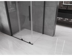 Mexen Velar L, sprchový kút s posuvnými dverami 120 x 80 cm, 8mm číre sklo, čierna matná, 871-120-080-03-70