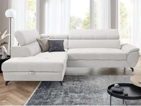 Rohová sedacia súprava Mario, svetlo šedá látka, ľavý roh%