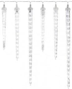 LED vianočná girlanda – cencúle, 6 ks, 3,6 m, vonk. a vnút., studená biela