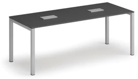 Stôl SQUARE 2000 x 800 x 750, grafit + 2x stolná zásuvka TYP V, strieborná