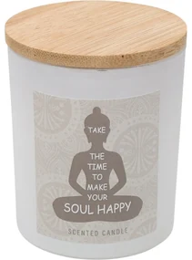 Vonná sviečka Soul Happy, vôňa bavlna, 7 x 8,5 cm, 300 g, farba biela