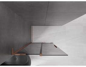 Mexen Velar L, posuvná sprchová zástena Walk-in 120 x 200 cm, 8mm šedé sklo, ružové zlato, 871-120-003-43-60