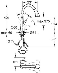 GROHE 32294002 - Drezová batéria ZEDRA 401 mm lesklý chróm