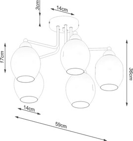 Čierne stropné svietidlo so skleneným tienidlom 59x59 cm Garten – Sollux