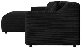 Čierna menčestrová rohová pohovka (ľavý roh/s leňoškou) Martin – Ropez