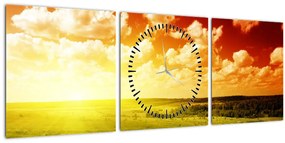 Obraz letnej lúky (s hodinami) (90x30 cm)