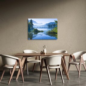 Sklenený obraz horského jazera (70x50 cm)