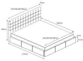 Čalúnená posteľ VERO rozmer 120x200 cm - sivá