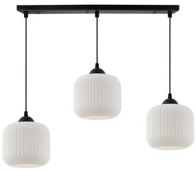 Závesné svietidlo Riffle, 3x biele sklenené tienidlo, b