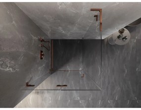 Mexen Lunar-F L, 1-krídlový sprchový kút so skladacími dverami, ľavý, 80 x 80 cm, 8mm číre sklo, ružové zlato profil, 836L-080-080-60-00-L