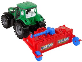 Lean Toys Zelený traktor s červeným pluhom