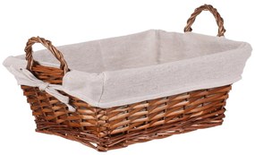 Prútený kôš s látkou hnedá, 35 x 25 x 13 cm