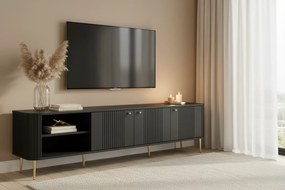 TV stolík Vesper 3D 187 cm - čierny / zlaté nohy