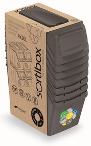 Set košov na triedený odpad, 4 x 20 l, sivá